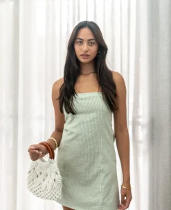 Victoria Dress | Olive Stripe