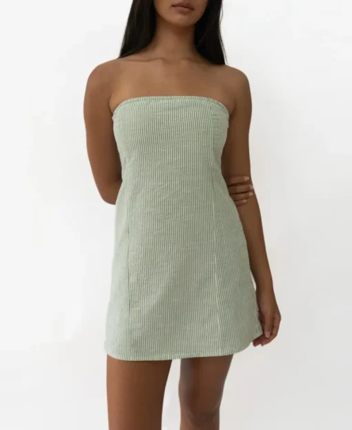Victoria Dress | Olive Stripe