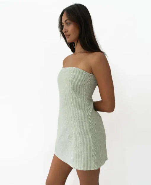 Victoria Dress | Olive Stripe